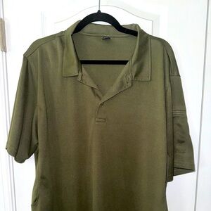 Olive Green Men's Polo Shirt Quick Dry Performance Short Sleeve Tactical Shirts
